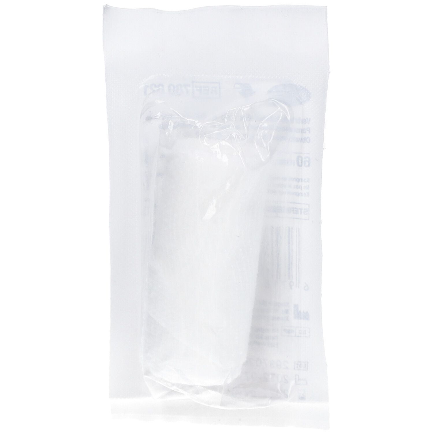 IVF® Verbandpäckchen steril klein, in Folienverpackung. Sichtbar: Verbandmull. Verpackung mit Barcode.