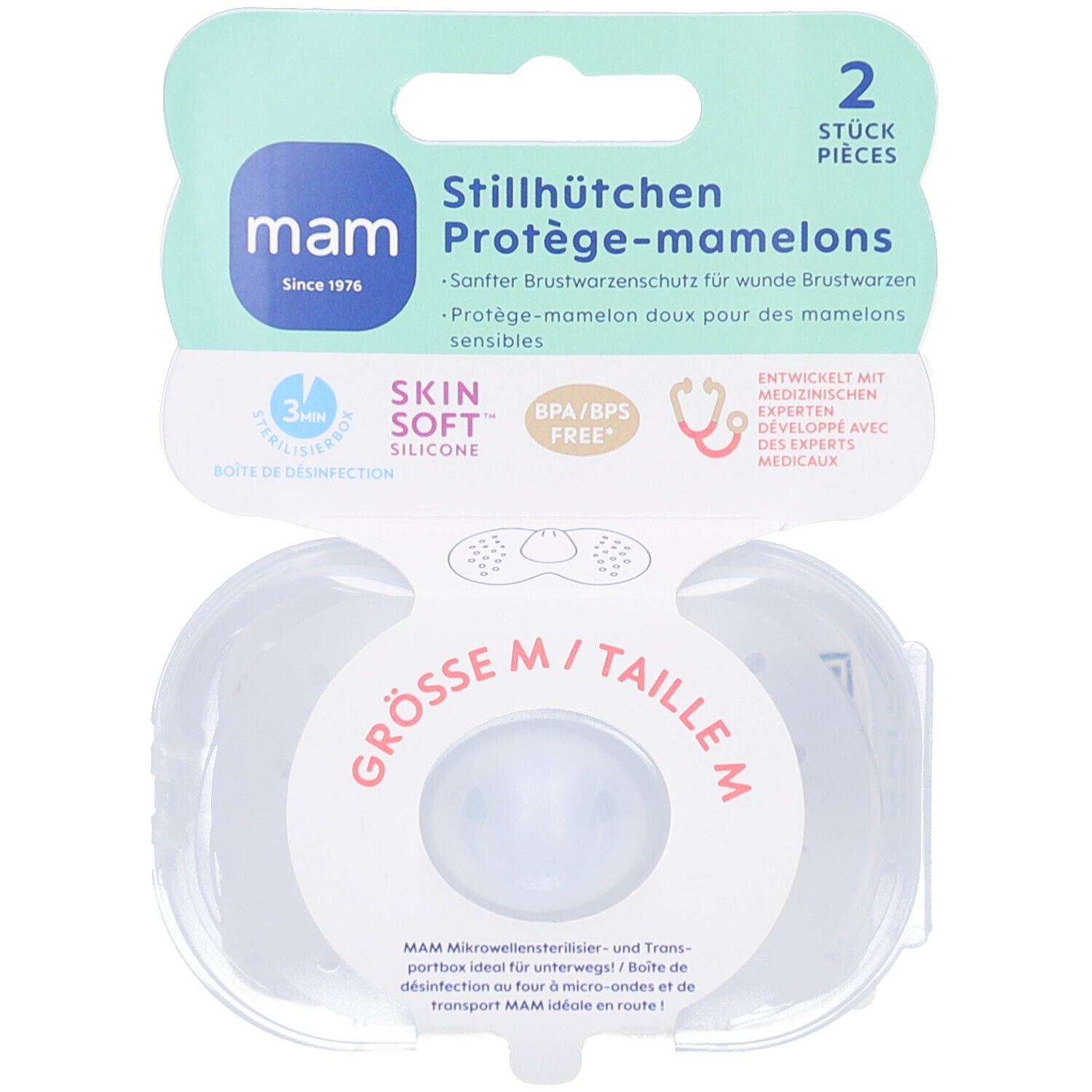Mam Brustwarzenschutz Silikon Größe M x 2 mit Box