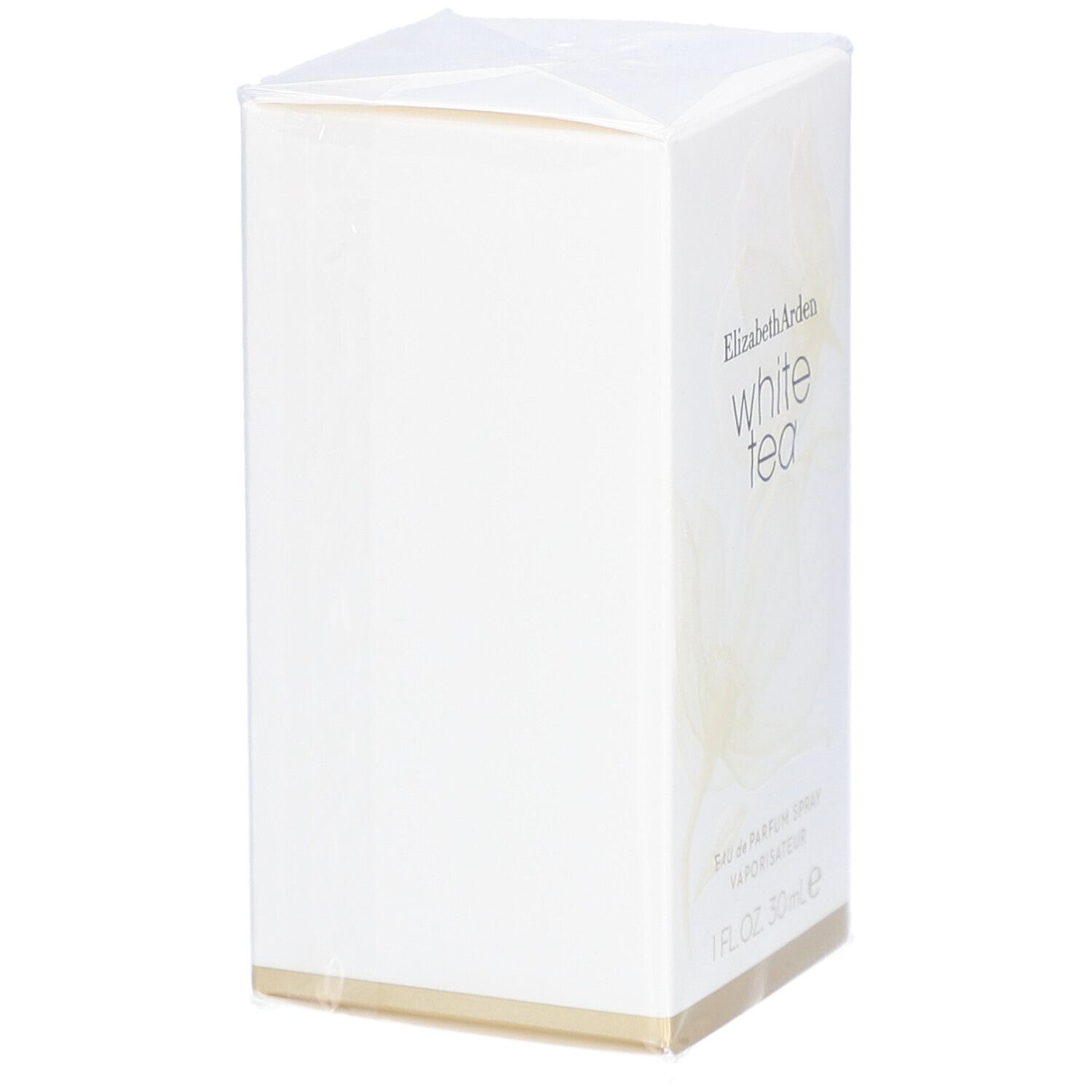 Weiße Verpackung Elizabeth Arden White Tea. Aufdruck: Eau de Parfum Spray, 1 FL.OZ. 30 ml e.