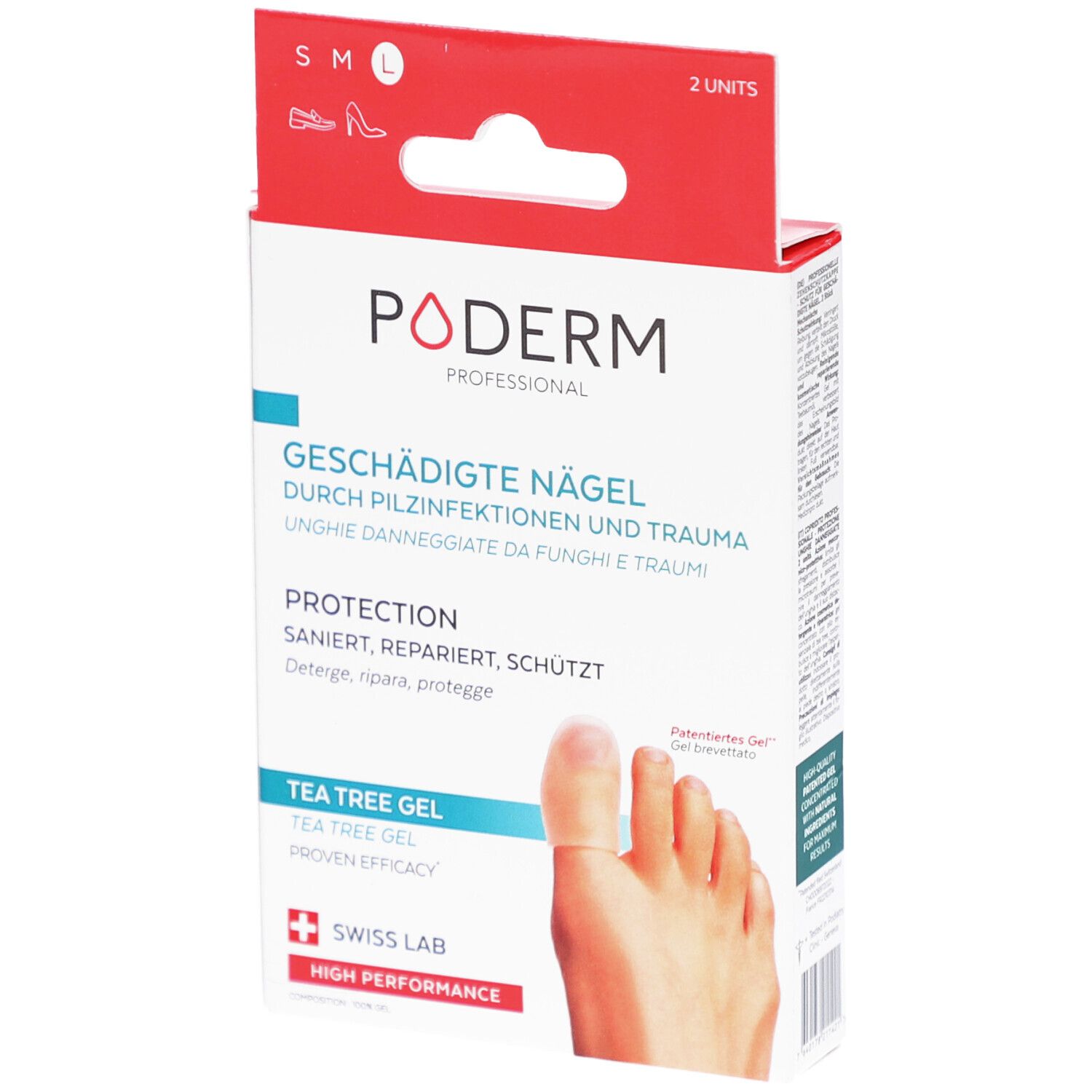 Poderm Professional: Schutz für geschädigte Nägel, 2 Einheiten. Enthält Tea Tree Gel.