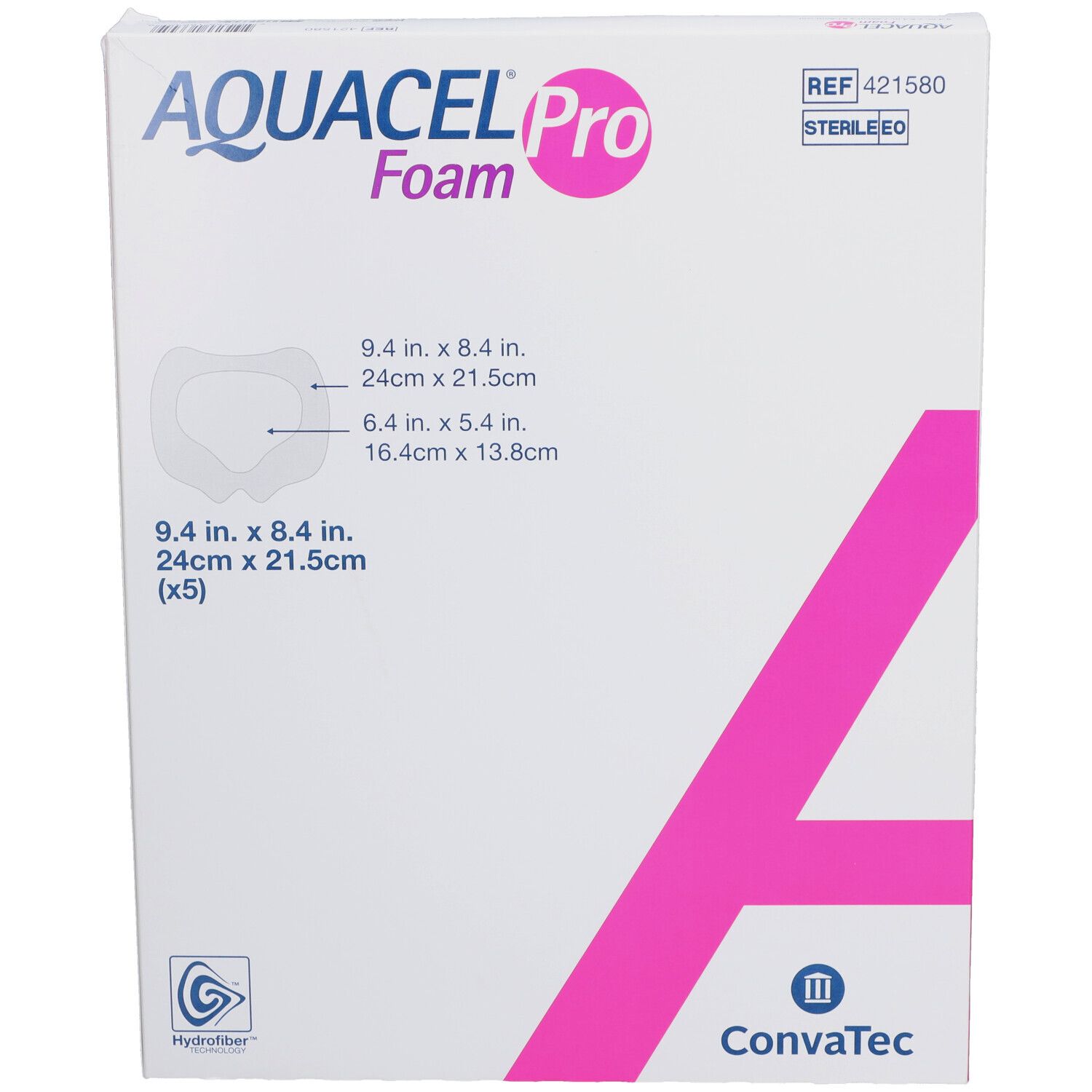 Emballage AQUACEL Pro Foam, blanc avec accent rose. Nom du produit et dimensions visibles.