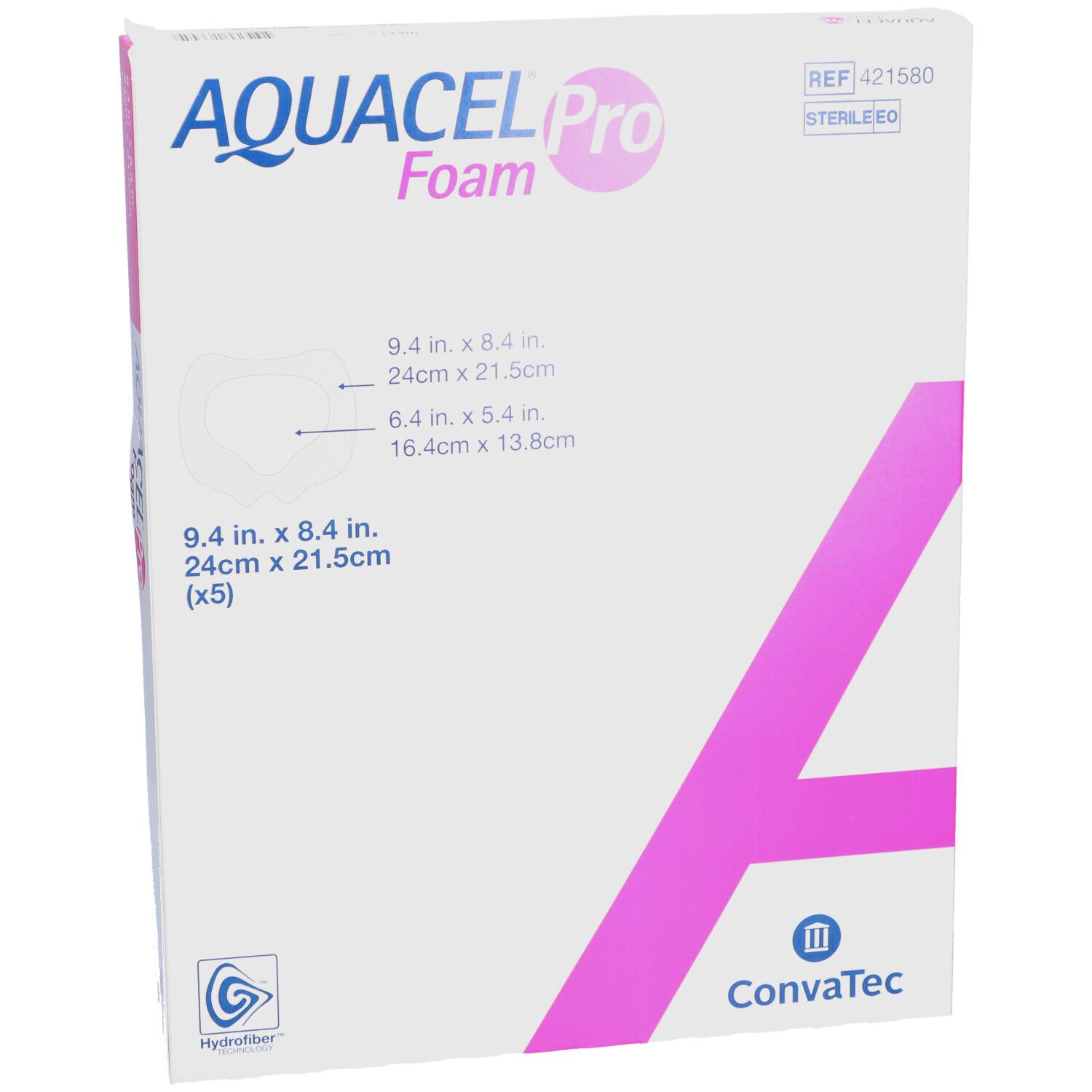 Emballage AQUACEL Pro Foam, blanc avec accent rose. Nom du produit et dimensions visibles.