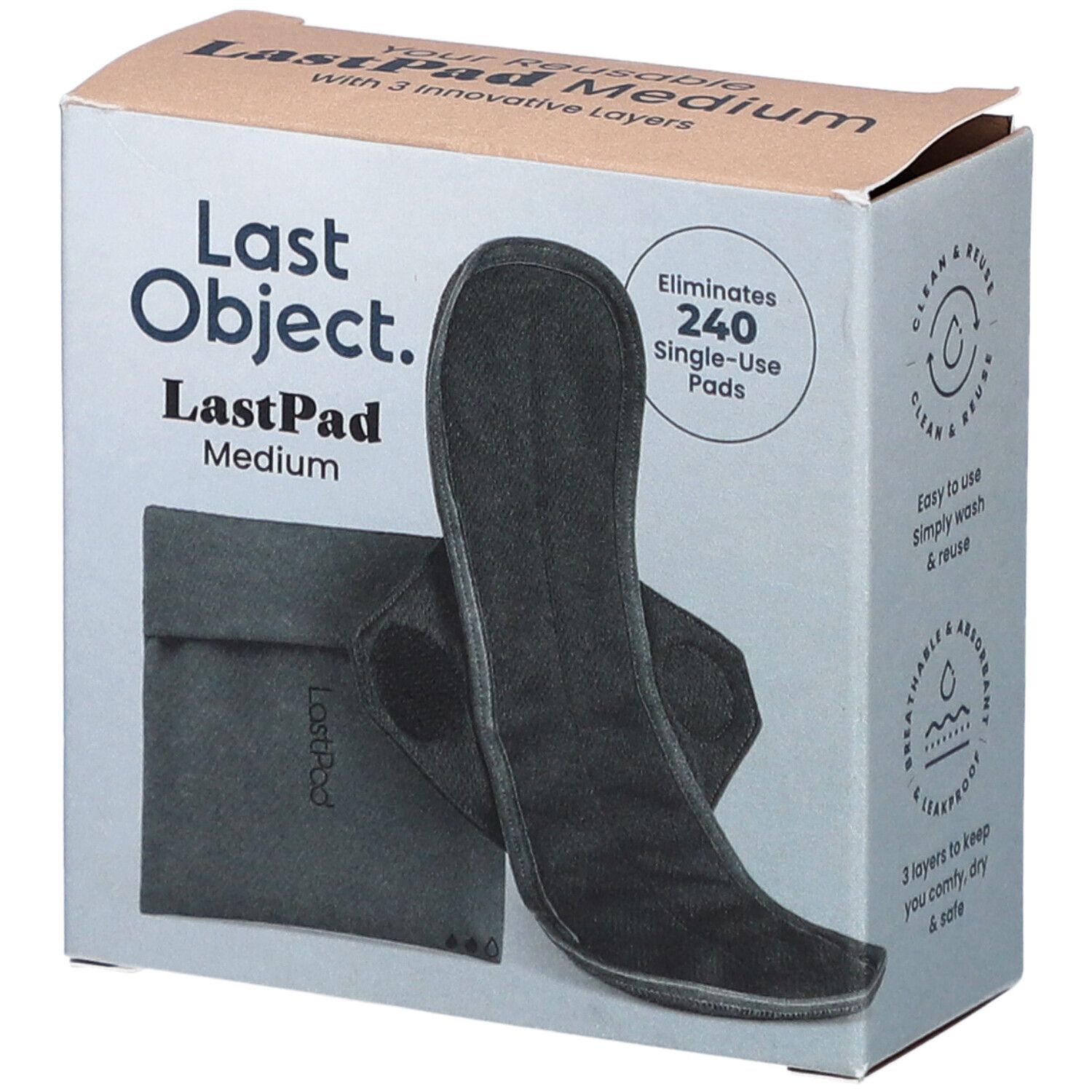 Lastpad serviette hygiénique réutilisable M noir