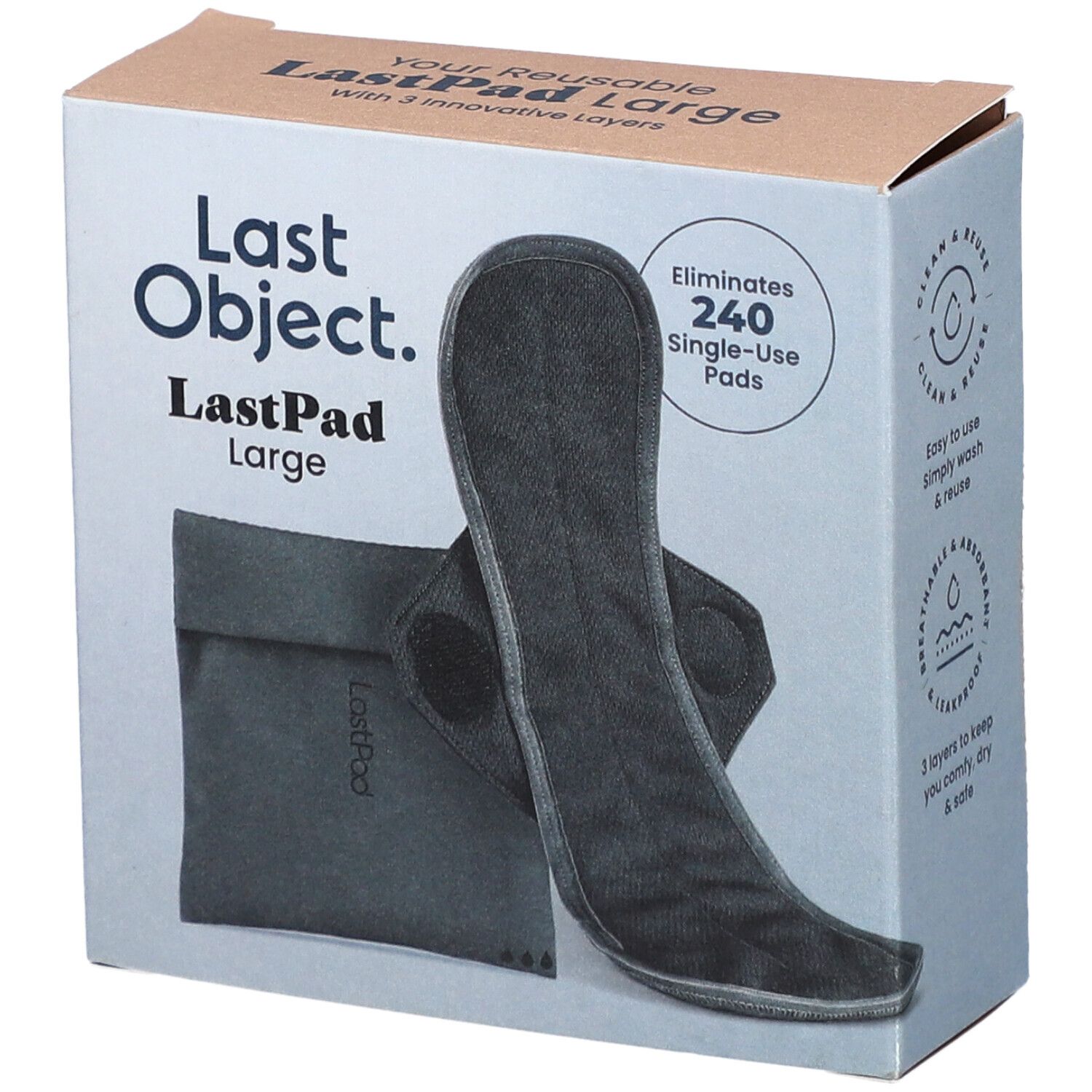 Lastpad serviette hygiénique réutilisable L noir
