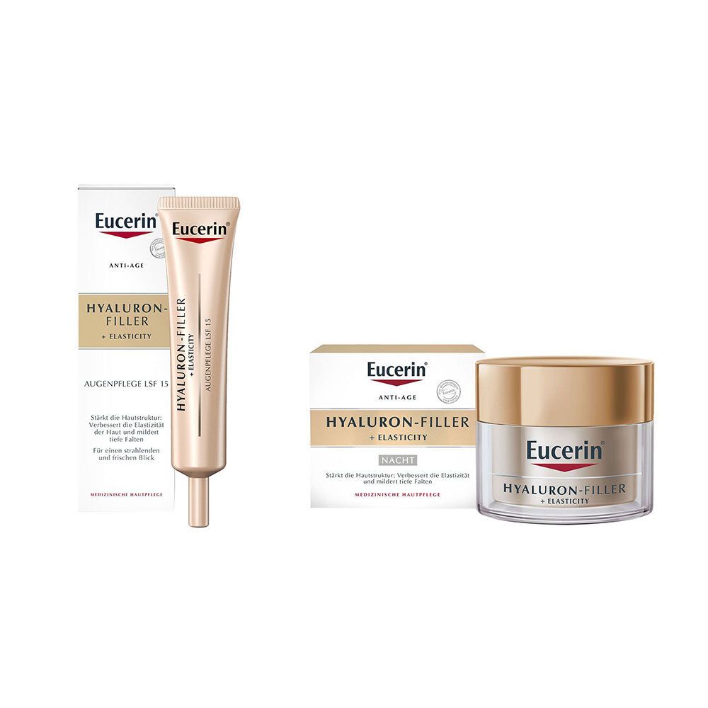 Eucerin® Hyaluron-Filler + Elasticity Soin de Nuit + Eucerin® Hyaluron-Filler + Elasticity Crème Contour Yeux Spf15
