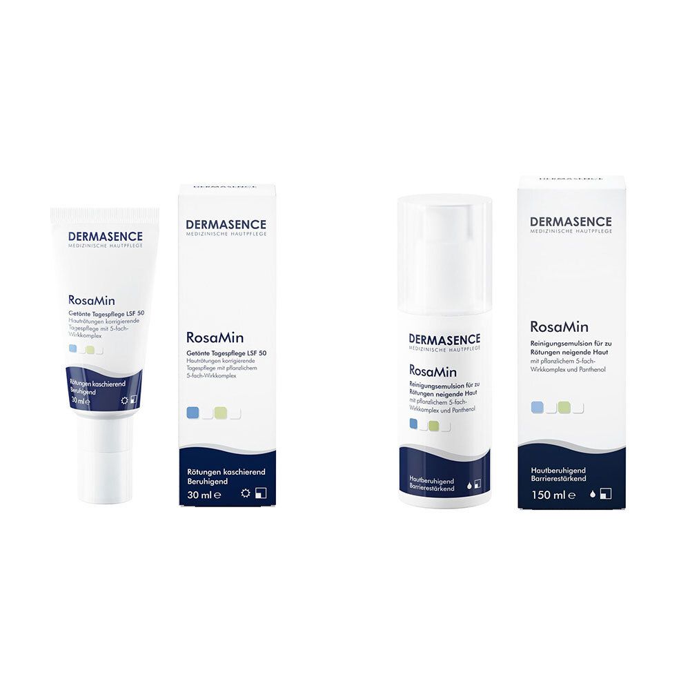 Dermasence RosaMin Émulsion nettoyante + Soin de jour teinté SPF 50