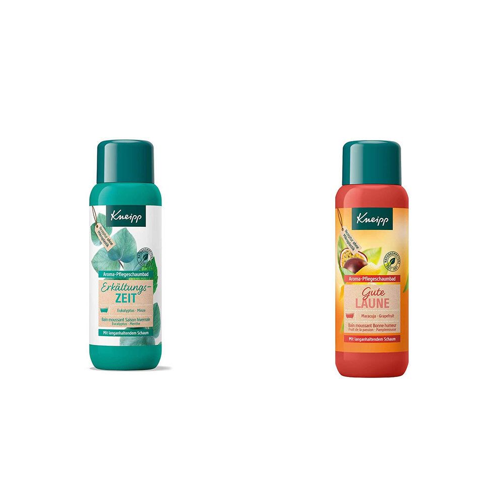 Kneipp® Aroma-Pflegeschaumbad Gute Laune Maracuja Grapefruit + Erkältungszeit Eukalyptus & Minze