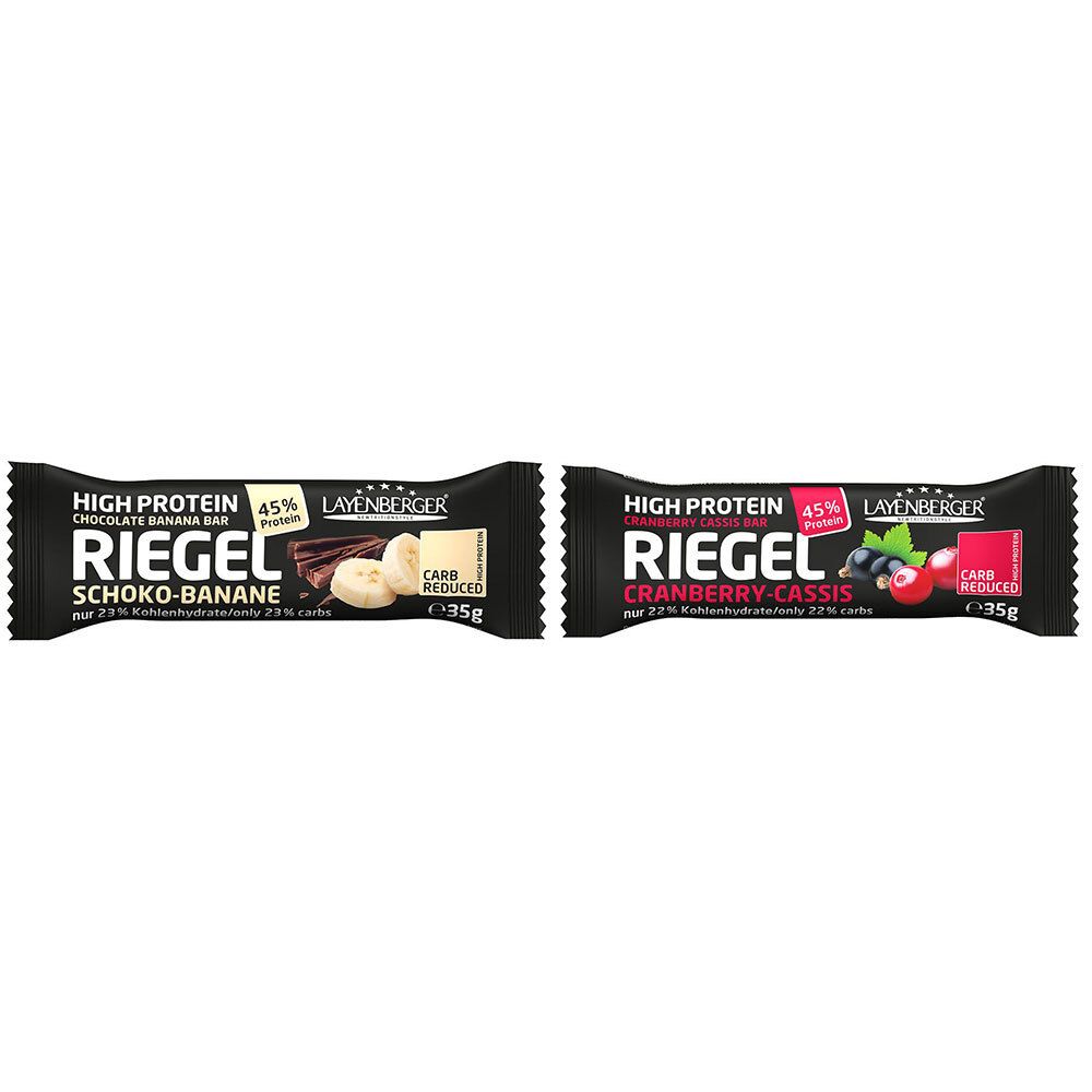 Layenberger® High Protein Riegel Schoko-Banane + Cranberry Cassis