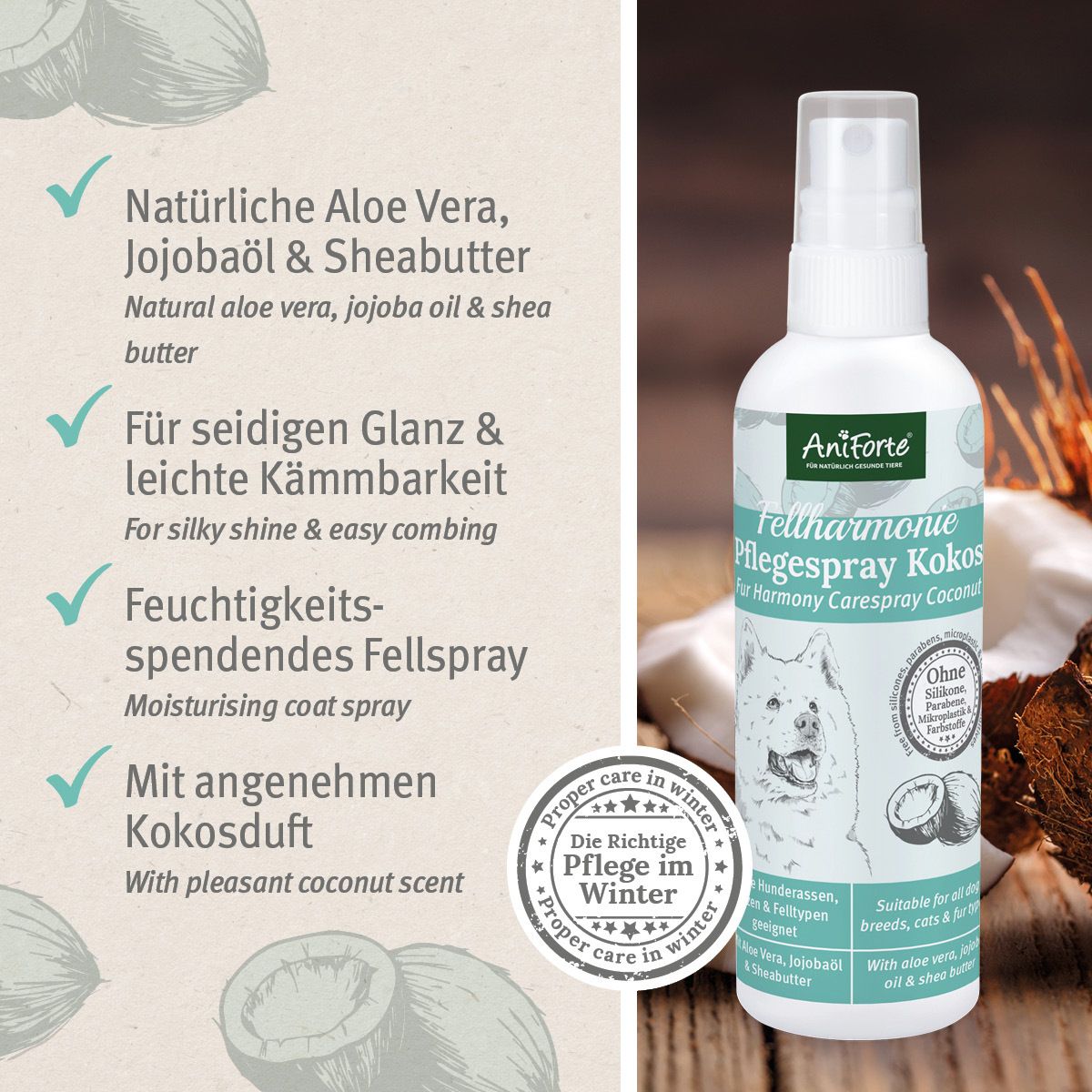 AniForte Fellharmonie Pflegespray Kokos 200 ml Spray