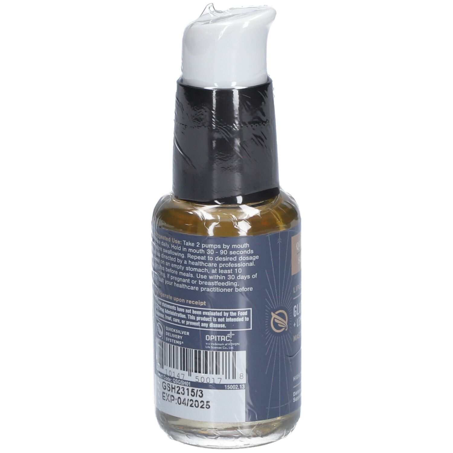 Rückseite der Flasche mit Produktinformationen. Enthält Anweisungen zur Anwendung und Inhaltsstoffe. Haltbarkeitsdatum: 04/2025.