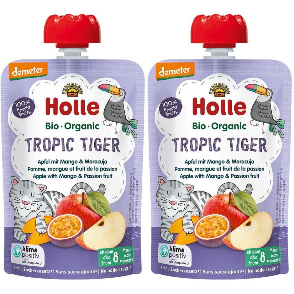 Holle Tropic Tiger Pouchy Apfel Mango Maracu 100 g x2 2x100 Trinklösung