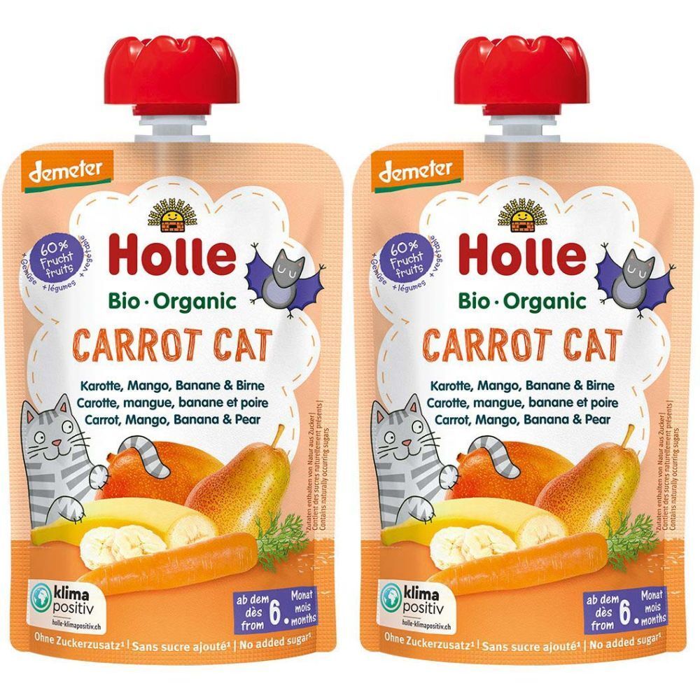 Holle Carrot Cat Pouchy Karo Mango Ban Birne 100 g x2 2x100 Trinklösung