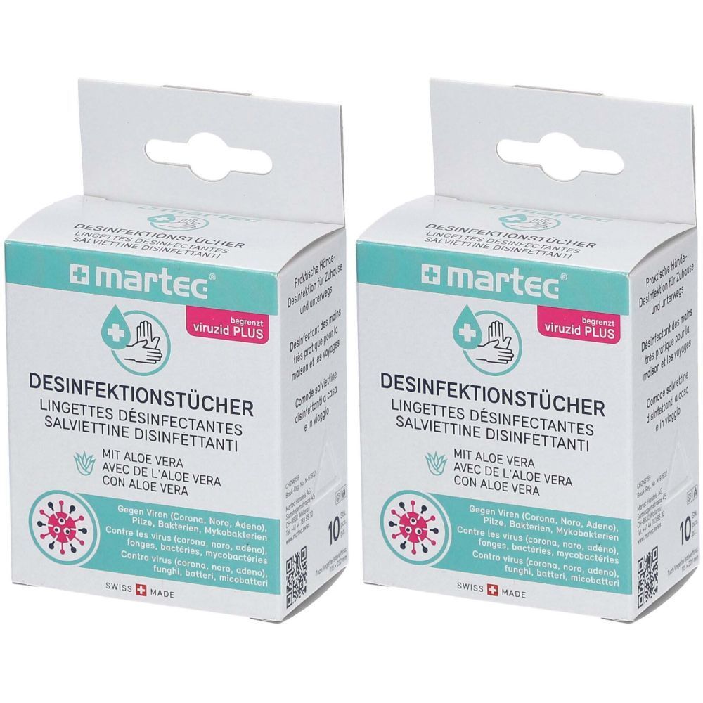 Martec Lingettes désinfectantes à l'aloé vera
