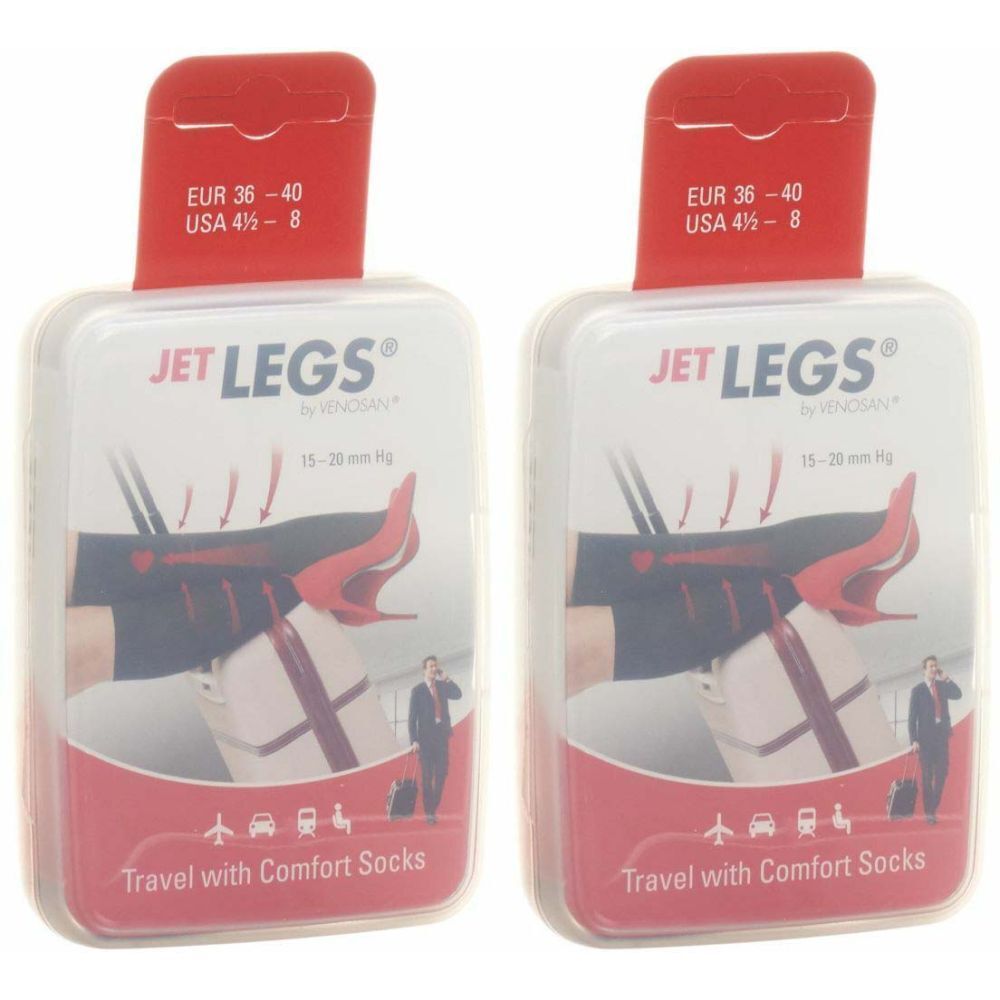 JET Legs® Chaussettes de contention de voyage pointure 41-45 Noir