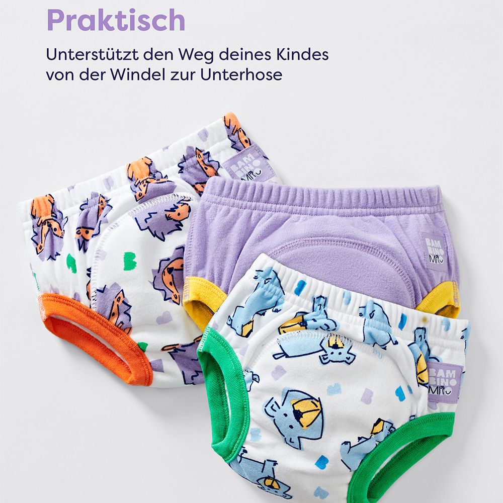 Texte : Pratique. Soutient le passage de votre enfant de la couche au slip. Plusieurs culottes d'apprentissage.