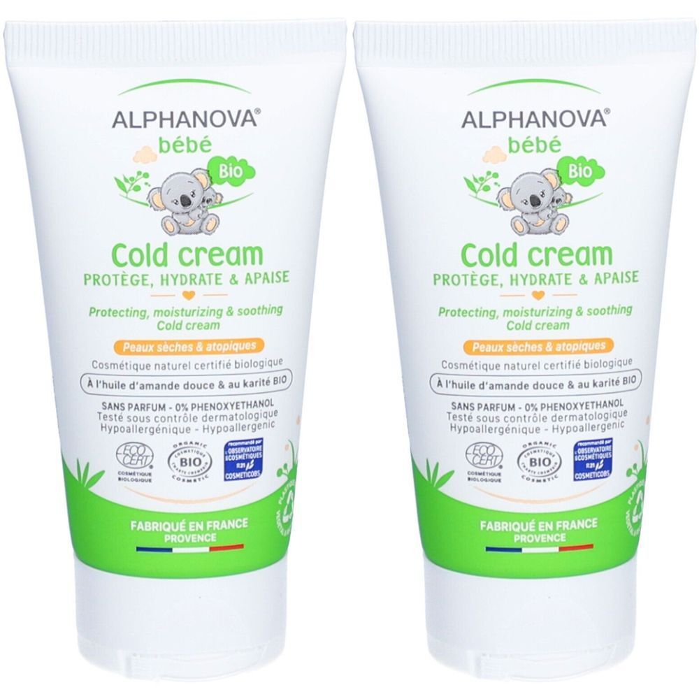 Alphanova® Bébé Cold Cream bio - Crème pour peaux sèches et atopiques