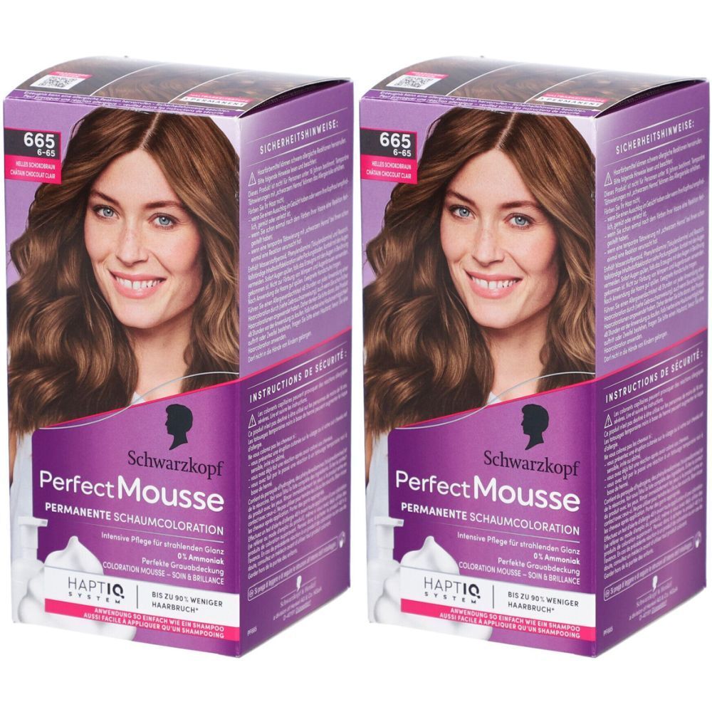 Schwarzkopf Perfect Mousse - Coloration permanente pour les cheveux 665 Châtain Chocolat Clair
