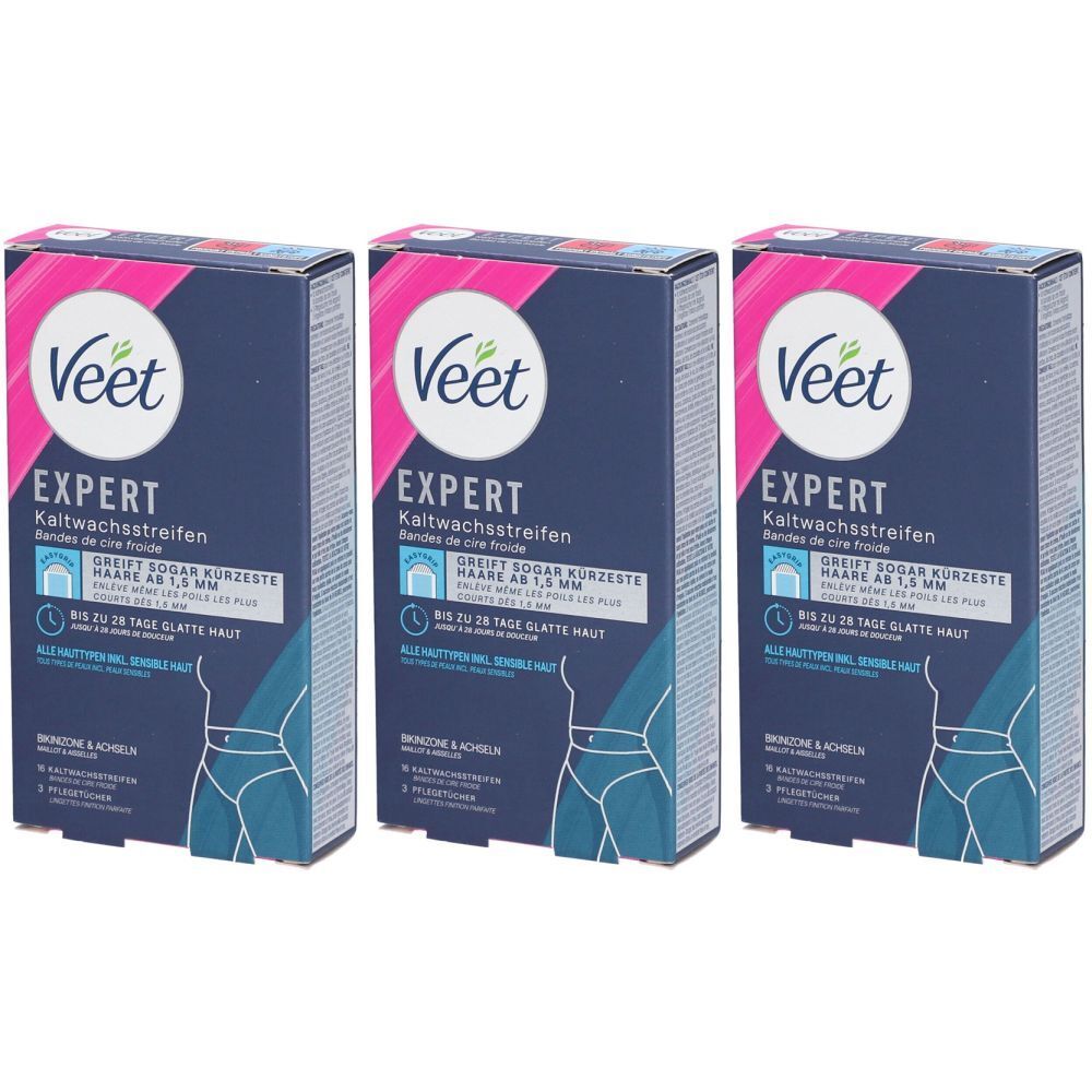 Veet Expert Bandes de cire froide Maillot et aisselles pour peaux sensibles