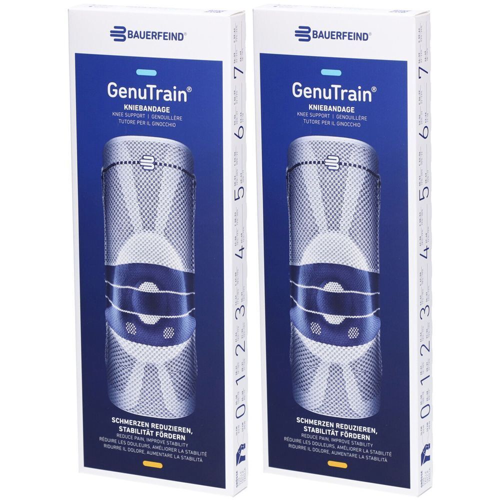 Bauerfeind® GenuTrain Aktive Kniebandage, Patella und Bandage Gr. 7 Titan