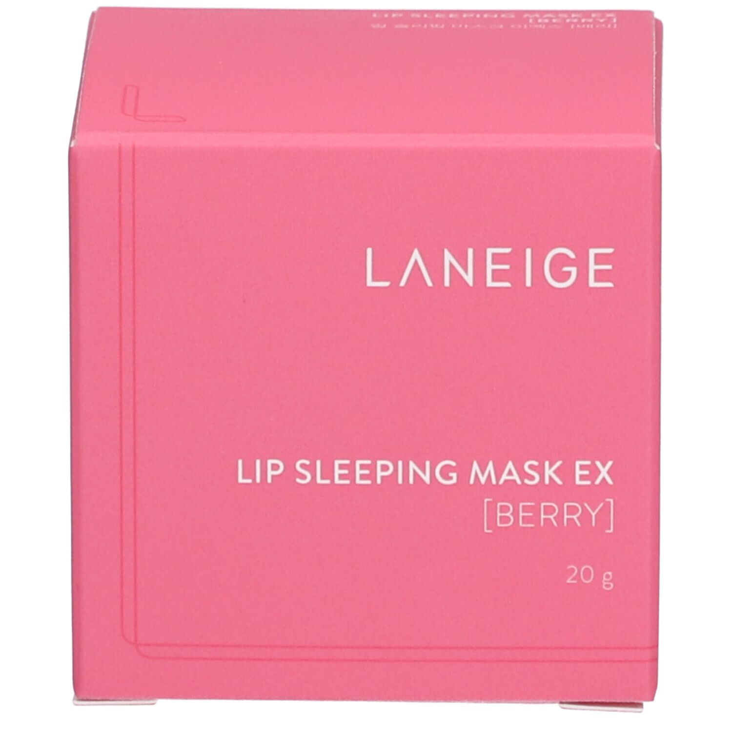 Rosa Karton. Aufschrift: LANEIGE, LIP SLEEPING MASK EX [BERRY], 20 g.