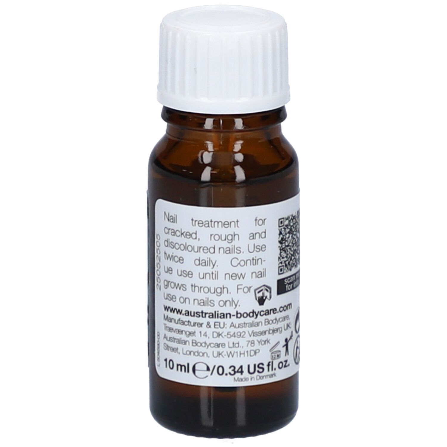 Braune Flasche mit weißem Deckel. Aufkleber mit Text. Marke: australian bodycare. 10 ml.