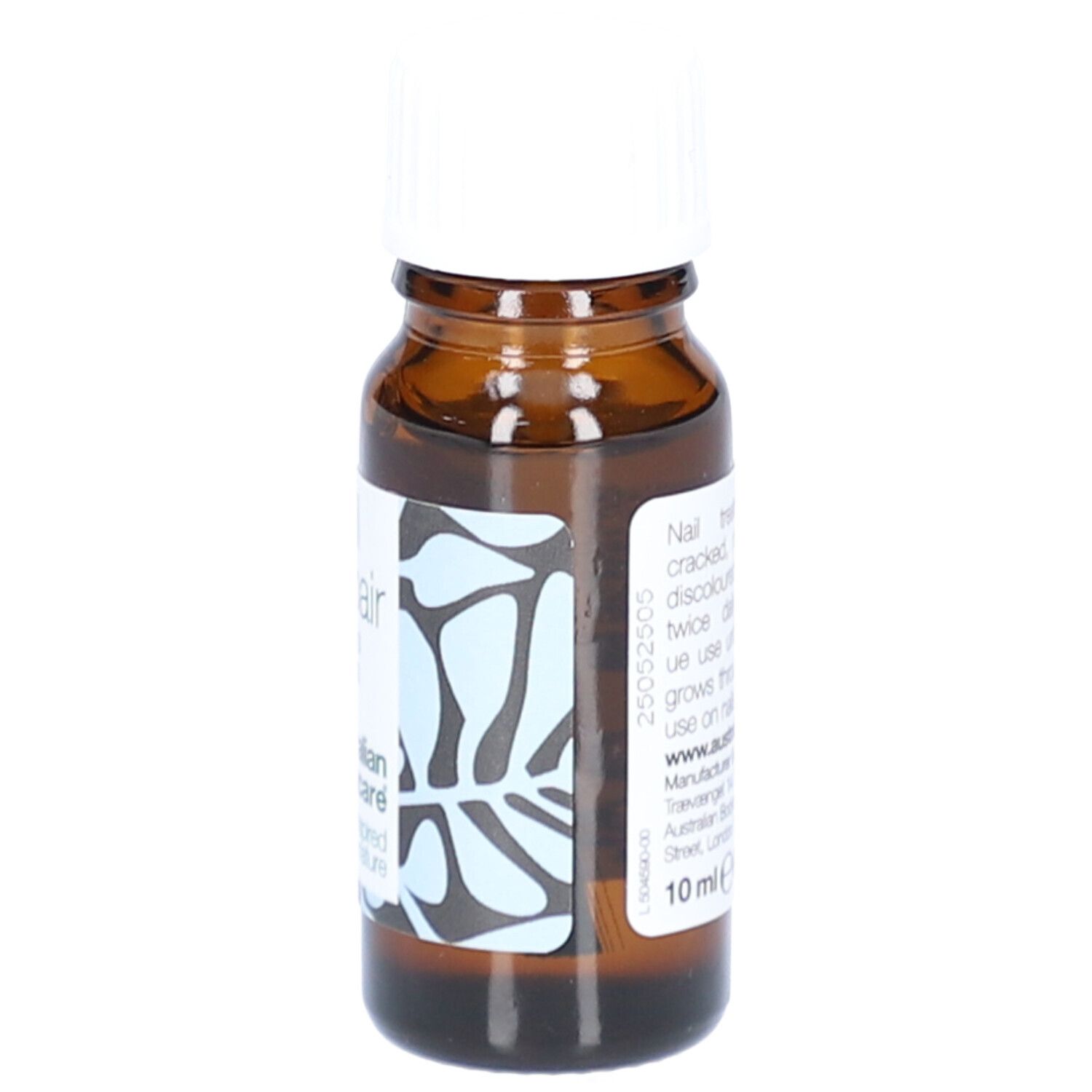 Braune Flasche mit weißem Deckel. Aufkleber mit Text. Marke: australian bodycare. 10 ml.