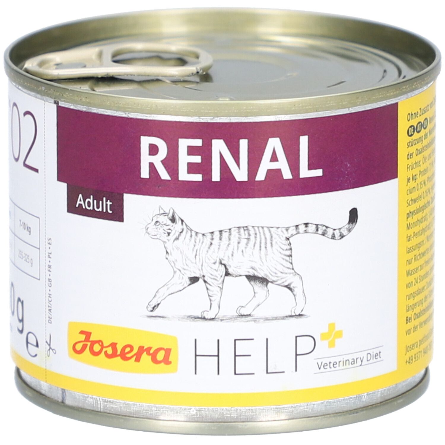 Josera Help Renal Katze Nassfutter, 6 Dosen in Verpackung. Aufdruck: Josera Help, Renal, Katze.