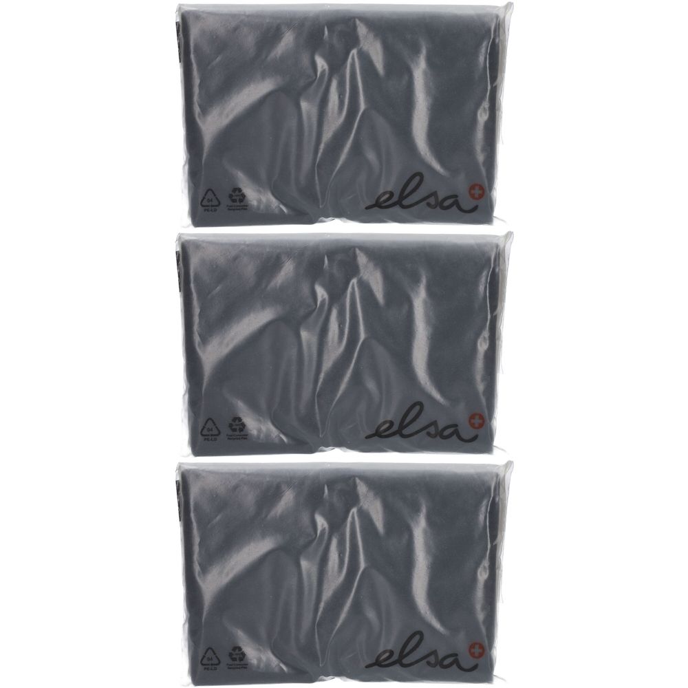 Trois housses de coussin de nuque anthracite emballées dans du plastique. Le mot "elsa" est visible.
