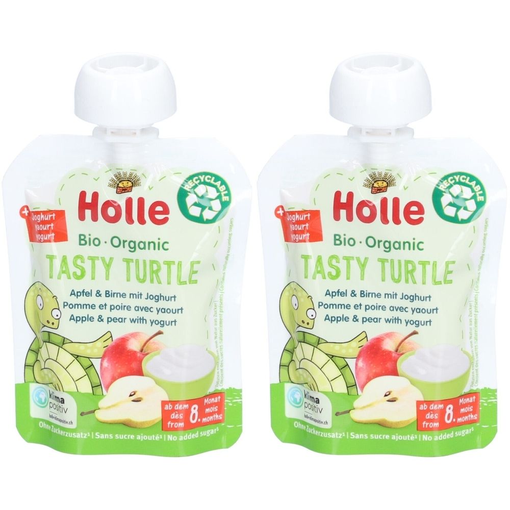 Holle Bio Tasty Turtle, Apfel & Birne mit Joghurt x2 2x85 g Liquidum