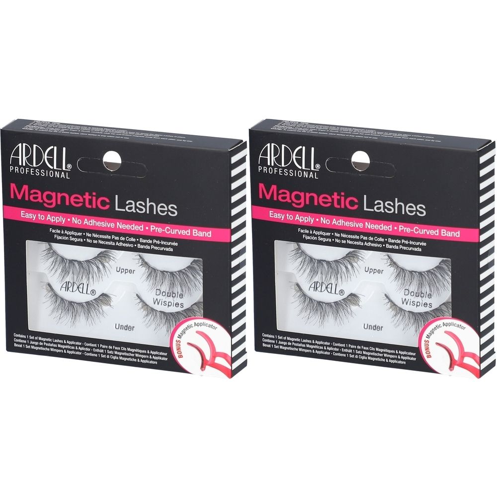 Zwei schwarze Kartons mit Wimpern. Aufschrift: ARDELL PROFESSIONAL Magnetic Lashes. Enthält zwei Wimpernpaare.
