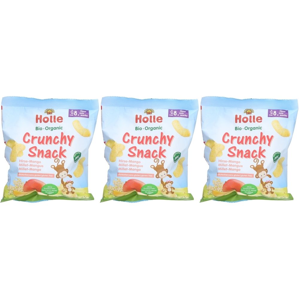 Holle Bio Kinder Knuspersnack Hirse-Mango x3 3x25 g