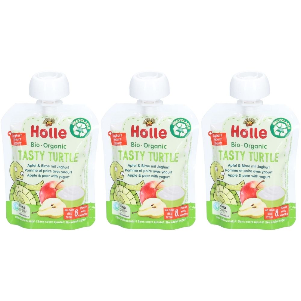 Holle Bio Tasty Turtle, Apfel & Birne mit Joghurt x3 3x85 g Liquidum