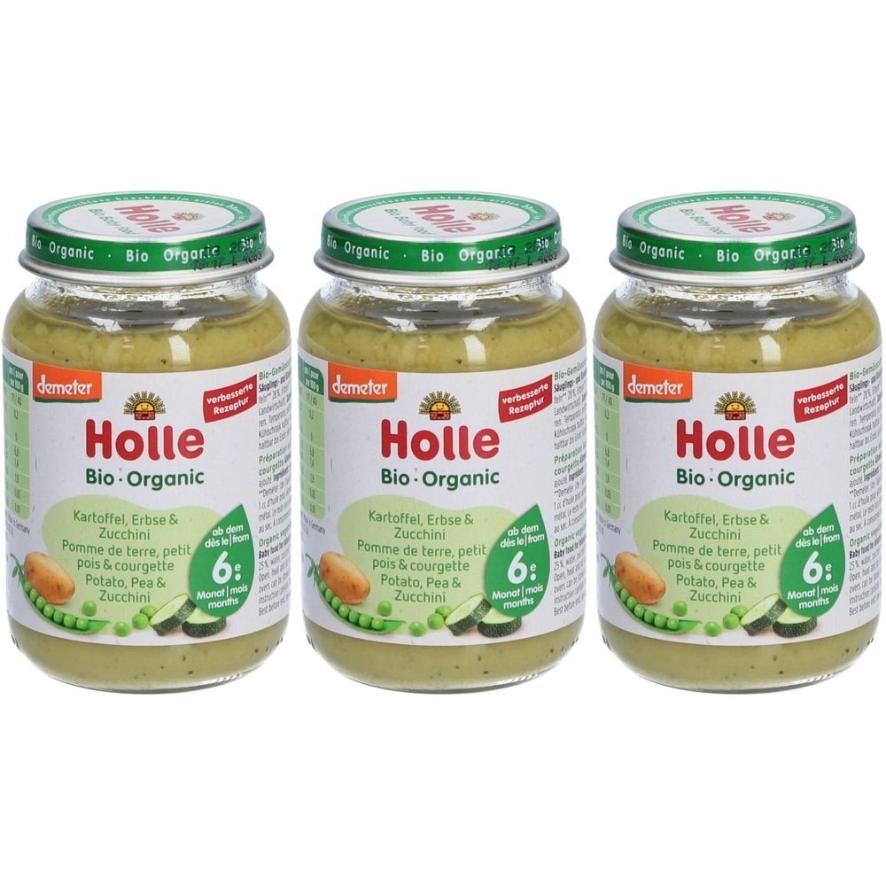Holle Kartoffel, Erbse und Zucchini x3 3x190 g