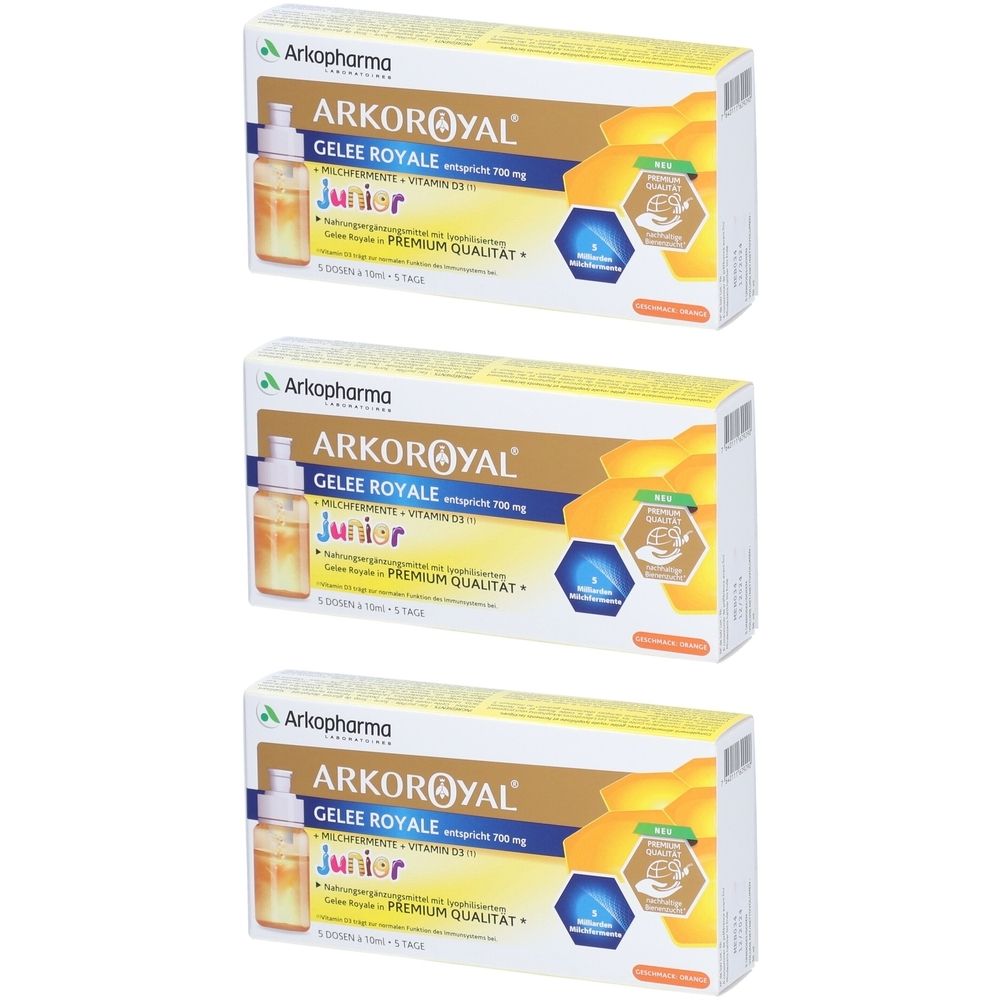 Arkopharma Arkoroyal Junior Gelée Royale entspricht 700 mg x3 3x10 ml Durchstechflaschen