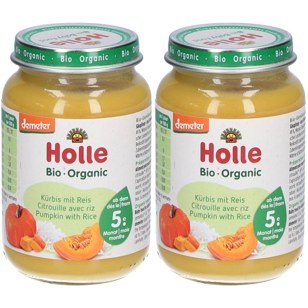 Holle Kürbis mit Reis 190 g Bio x2 2x190