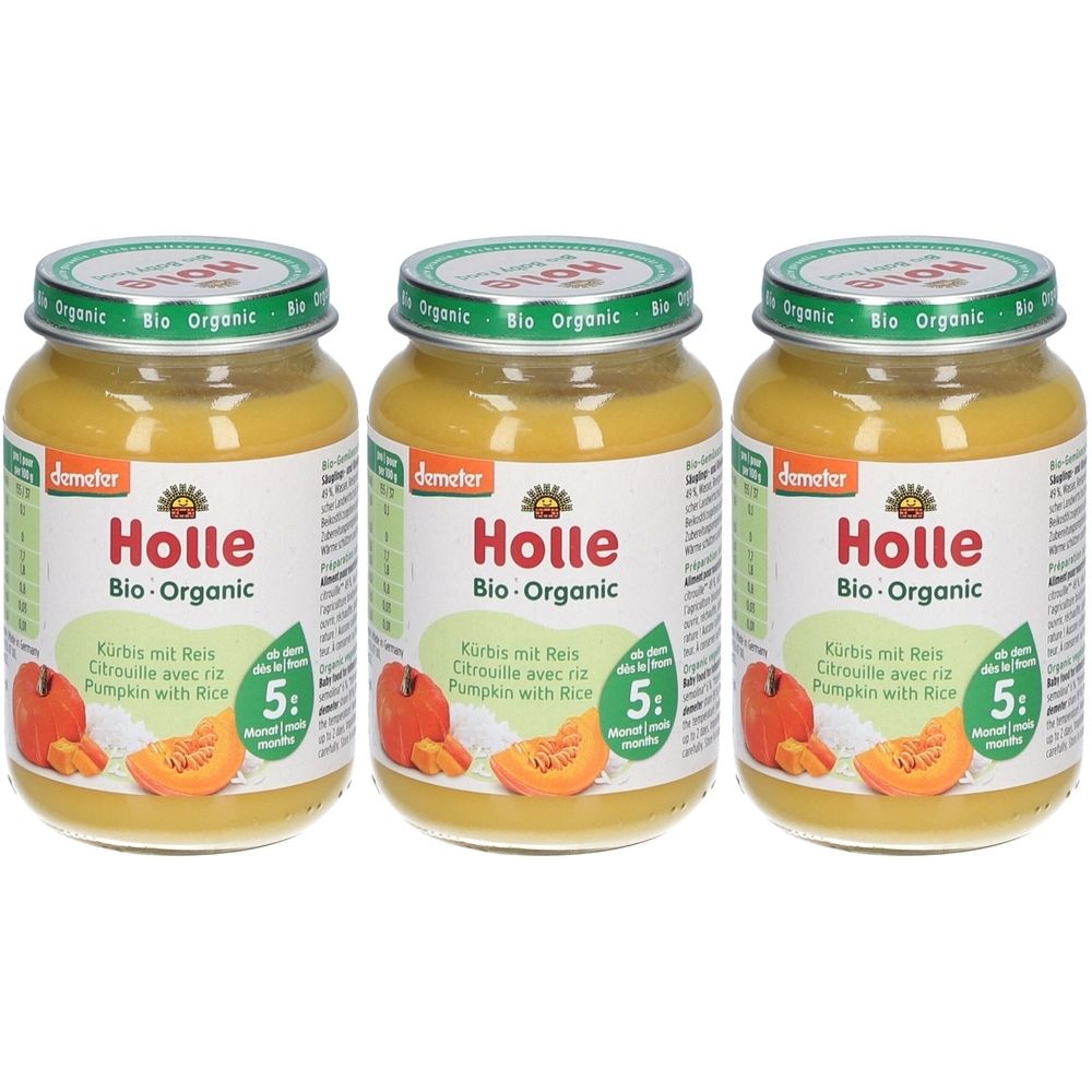 Holle Kürbis mit Reis 190 g Bio x3 3x190