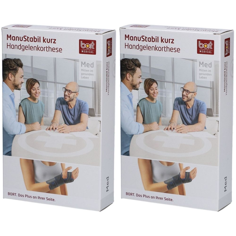 Bort ManuStabil Kurz – Handgelenkbandage links M schwarz