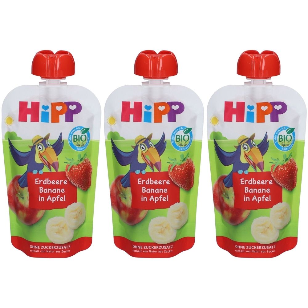 Hipp HiPPiS Erdbeere Banane Apfel Btl 100 g x3 3x100