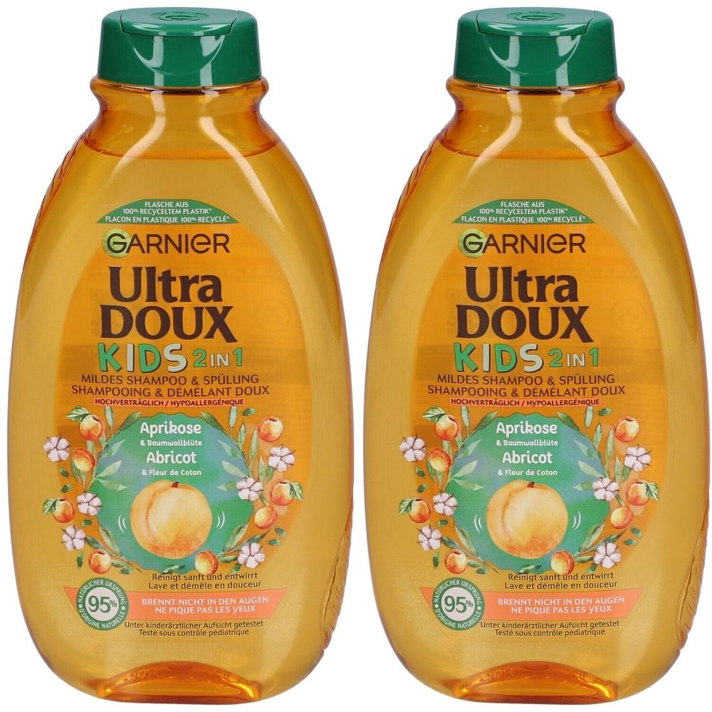Garnier Ultra Doux Kids 2 in 1 Shampoo und Spülung Aprikose und Baumwollblüte