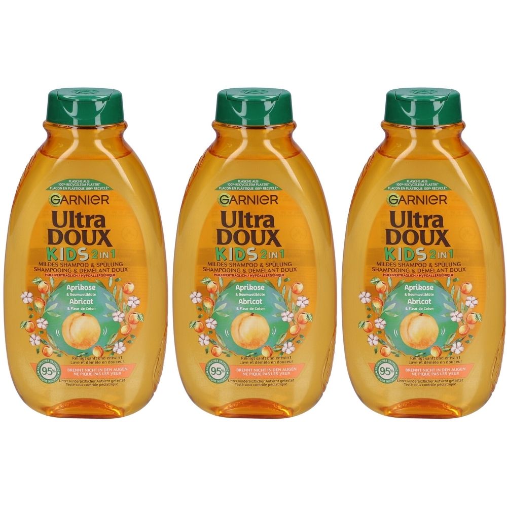 Garnier Ultra Doux Kids 2 in 1 Shampoo und Spülung Aprikose und Baumwollblüte