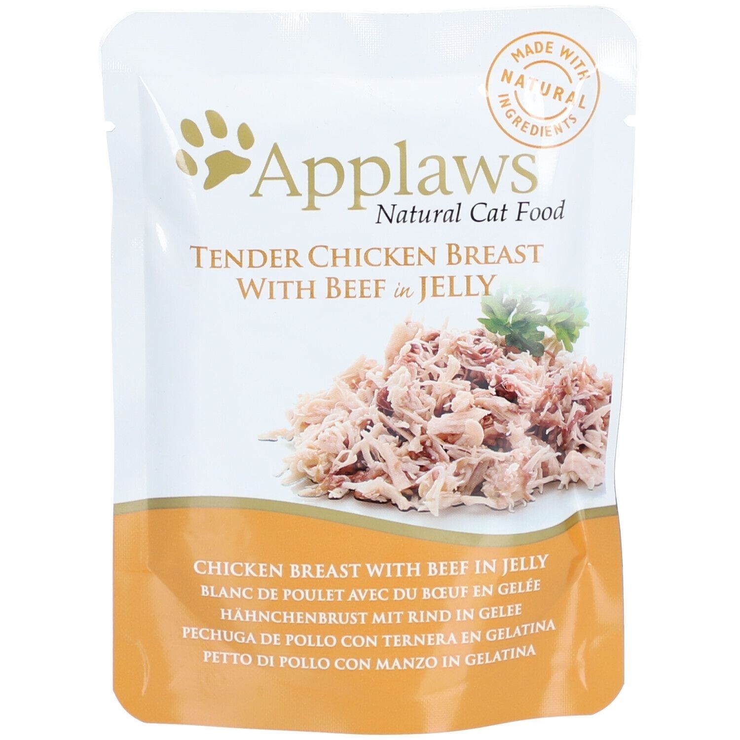 Applaws Nassfutter für Katzen mit Huhn und Rind in Gelee