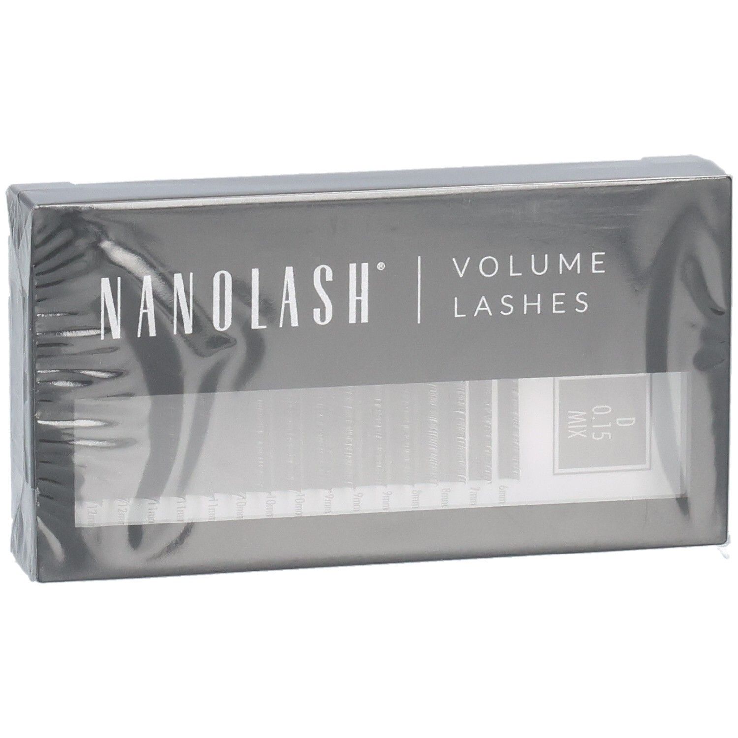Nanolash Volume Lashes Packung mit Wimpern. Enthält eine Mischung aus 0.15 mm Stärke.