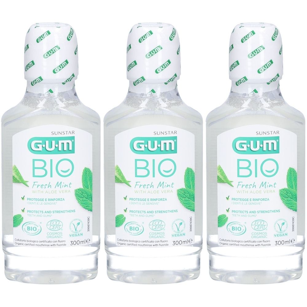 GUM BIO Mundwasser Minze & Aloe Vera - Vegan, Bio-zertifiziert