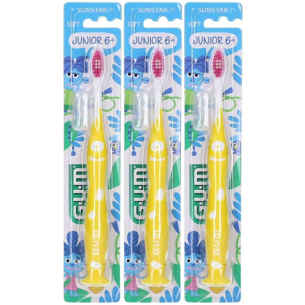 GUM Junior Zahnbürste 6+ - Ergonomischer Griff und weiche Borsten