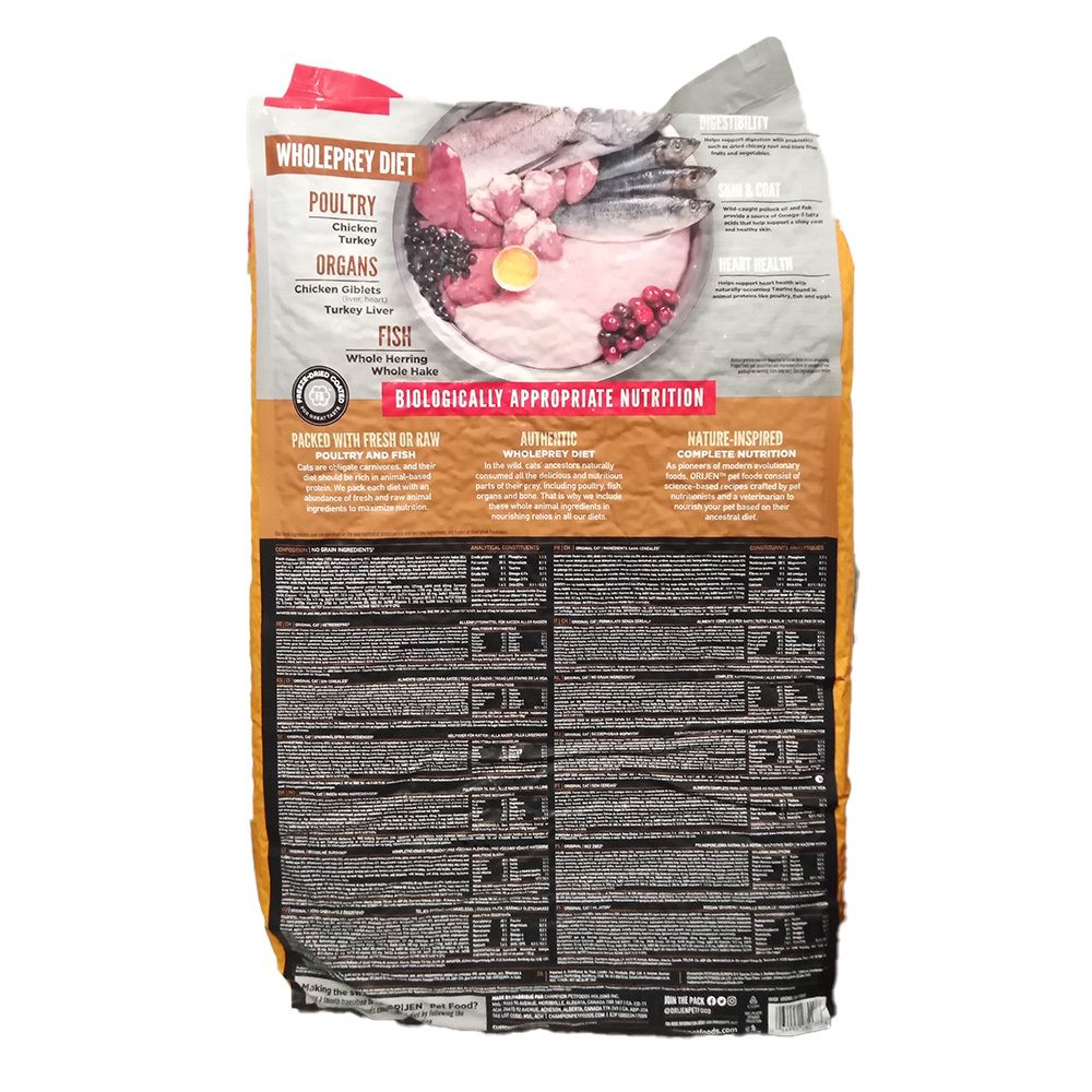 ORIJEN Original Cat - Alimentation sèche pour Chat Adulte Stérilisé Chat Toutes Étapes de Vie