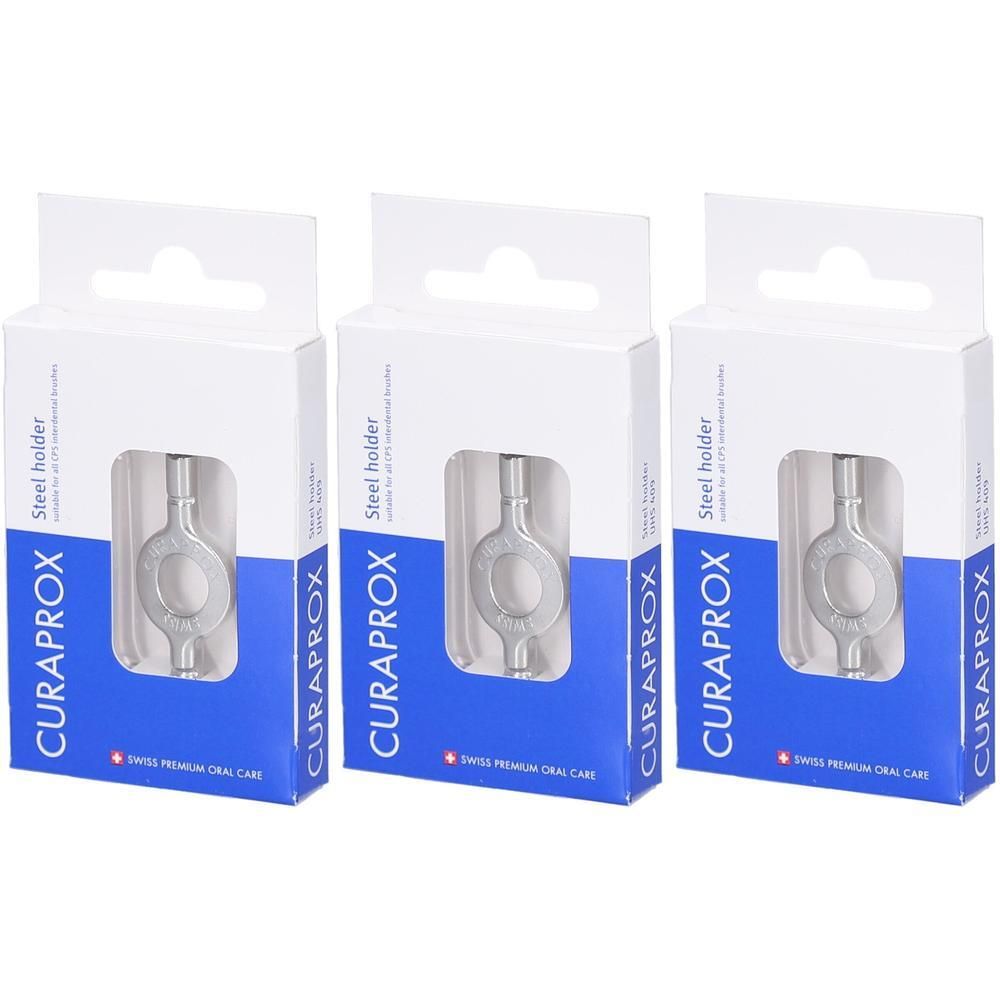 Curaprox Halter für Interdentalbürsten UHS 409, Halter aus Stahl, silberfarben
