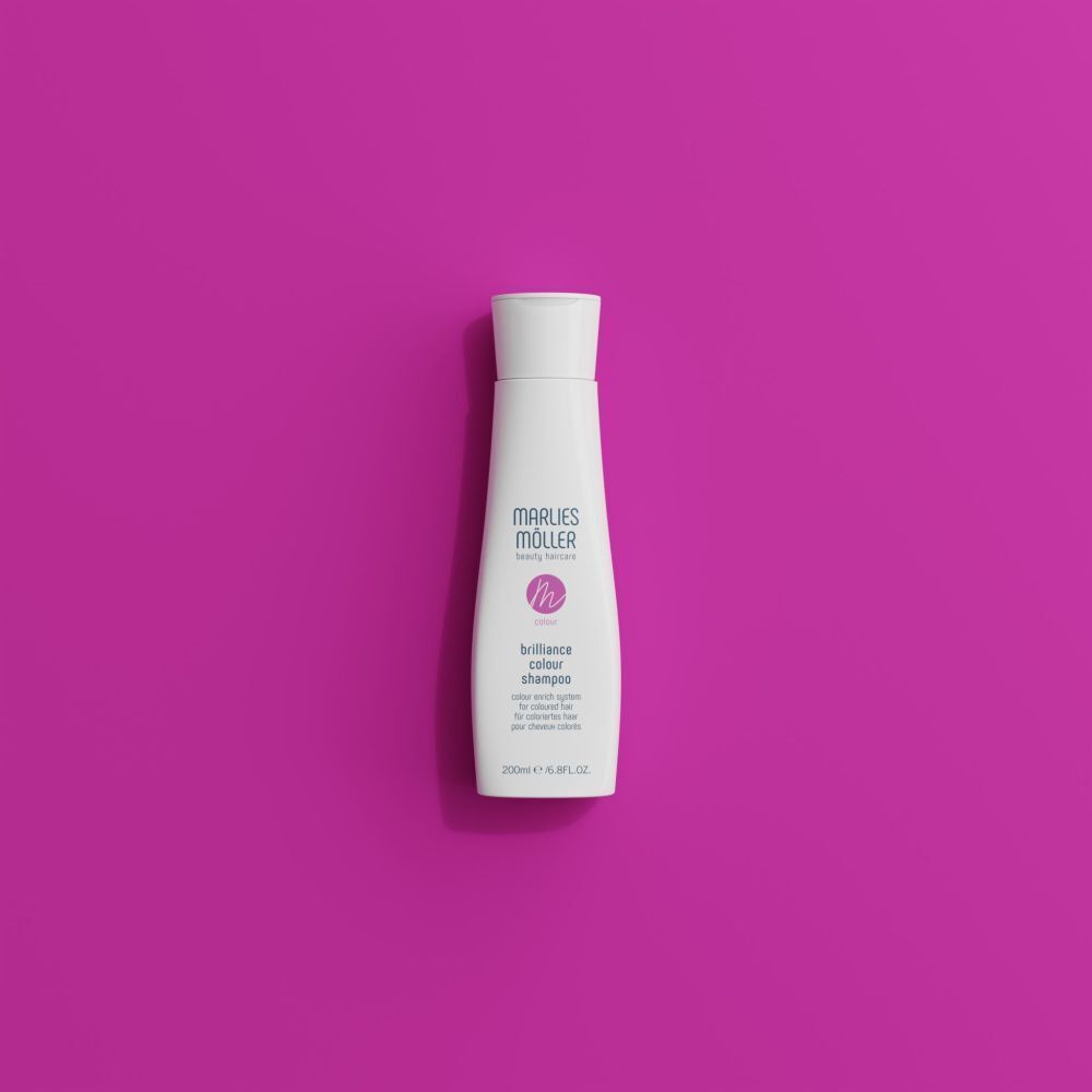 Weiße Flasche Marlies Möller Brilliance Color Shampoo, 200ml.
