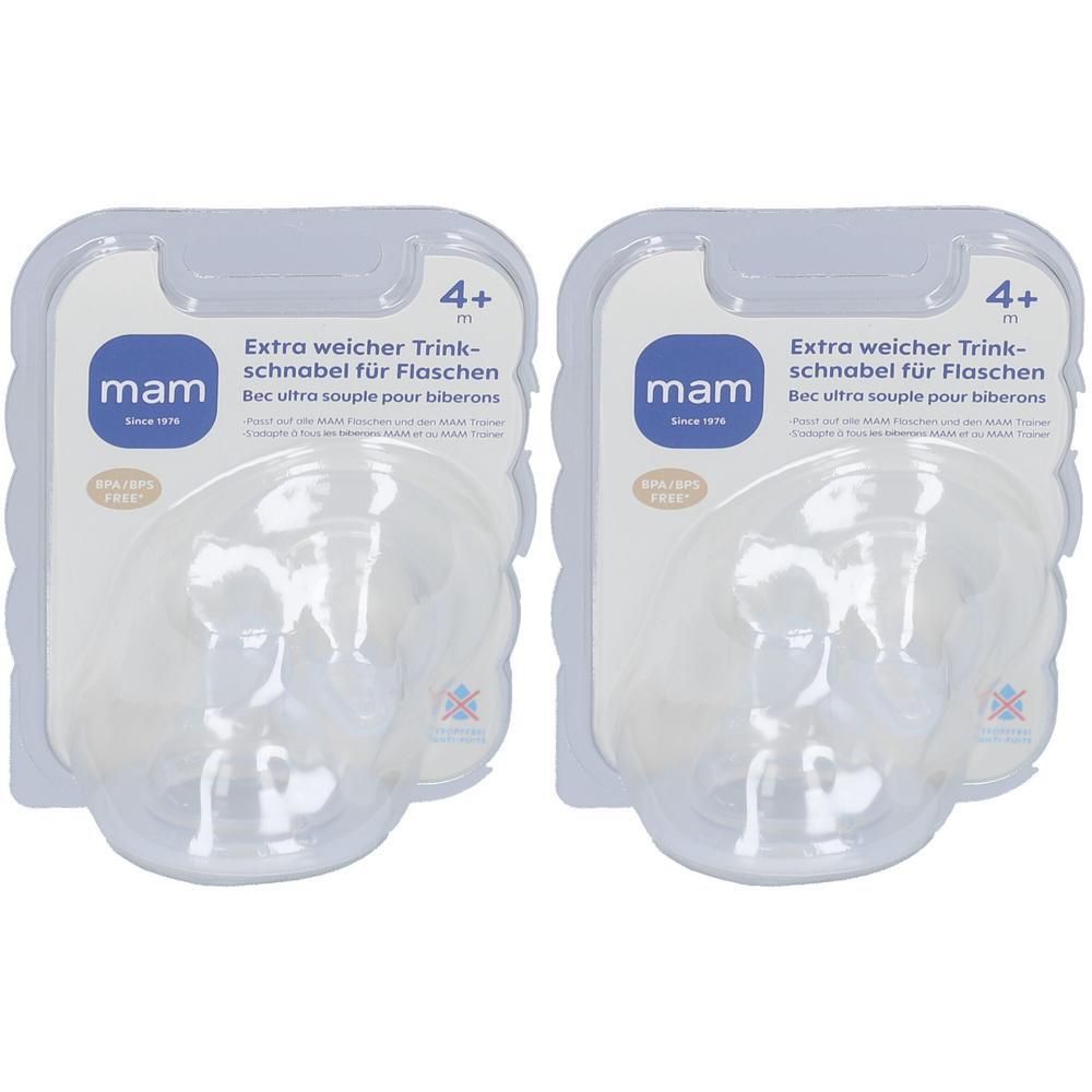 Mam Ultraweicher Trinkschnabel SkinSoft™ 4+ Monate für Babyflaschen x2
