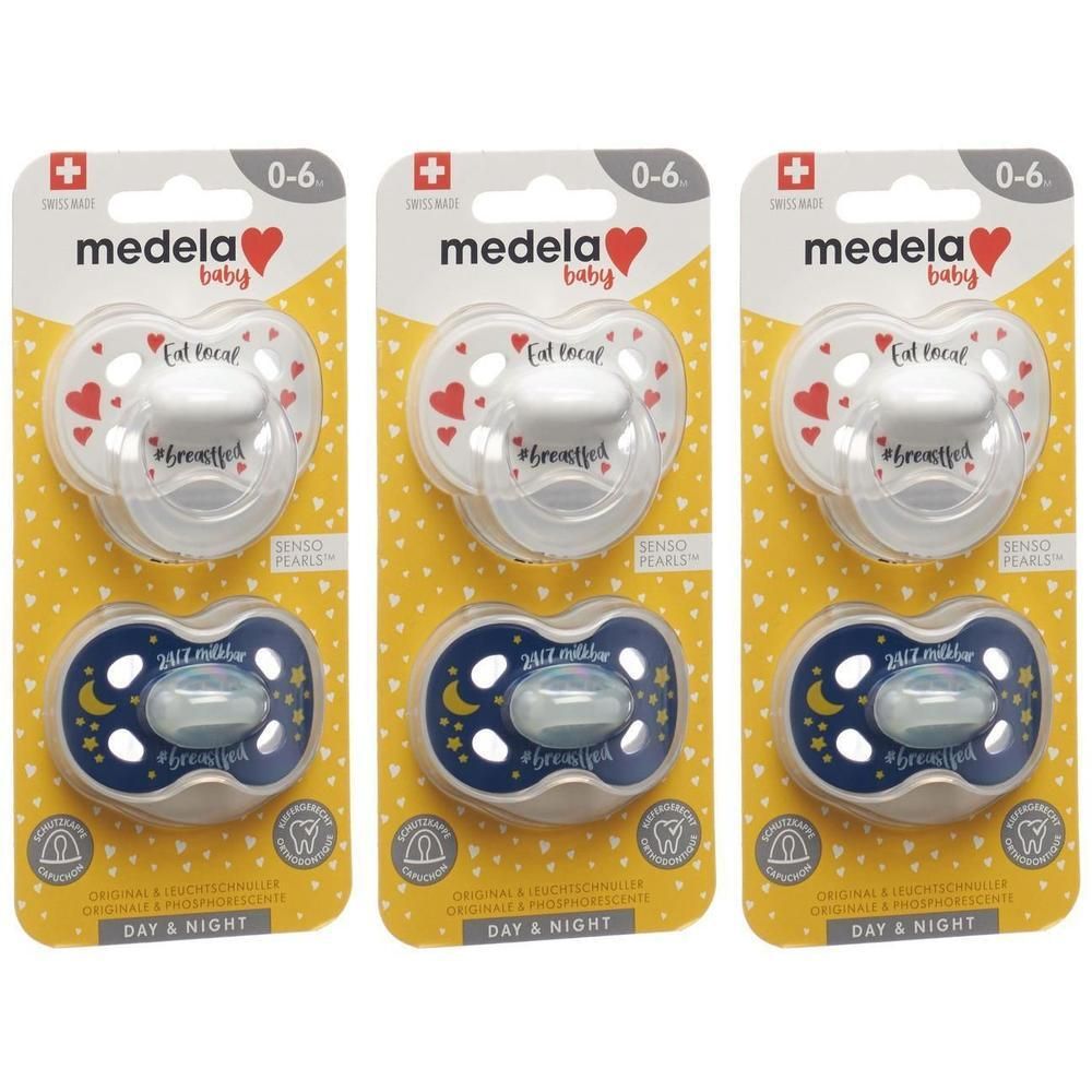 Medela Baby Sucettes Tag & Nacht 0-6m Silikon avec Capuchons
