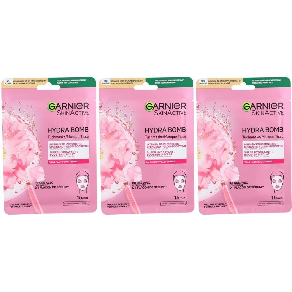 Garnier SkinActive Hydra Bomb Feuchtigkeitsspendende Gesichtsmaske mit Sakura und Hyaluronsäure